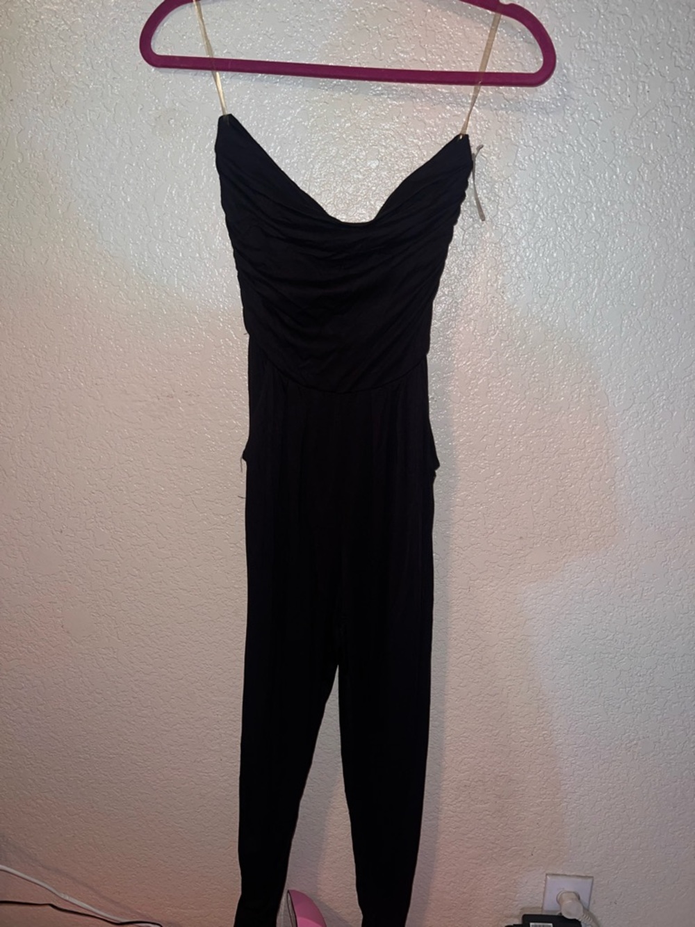 NWT Heart & Hips Black Ruched Strapless Jumpsuit
